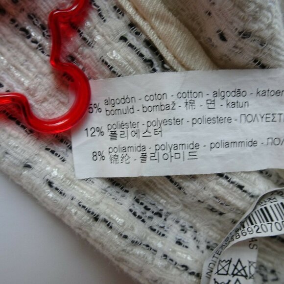 ZARA Basic Women's Tweed Mini Skirt Frayed With Stripe Detail Ecru Textured S - Picture 10 of 12